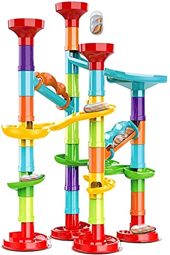 Kugelbahn,50 Stück Mehrfarbige Murmelbahn Marble Run Set mit Glasmurmeln und Bahnelementen,Bausteine,Lernspielzeug Bausteinspielzeug Konstruktionspielzeug für Kinder Mädchen Jungen (A-50 Stück) von JEFFOUOO