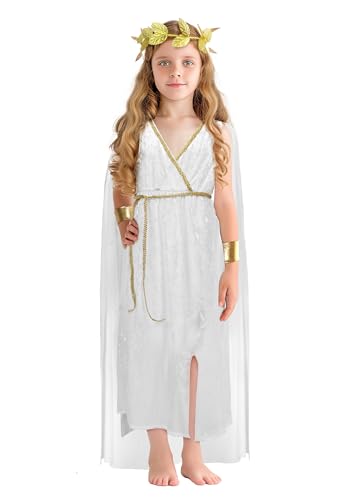 JEGERMIG Griechisches Kostüm für Kinder, Toga, römische Göttin Athene, Kinder, Halloween, Cosplay, griechisches Verkleidungs-Set von JEGERMIG