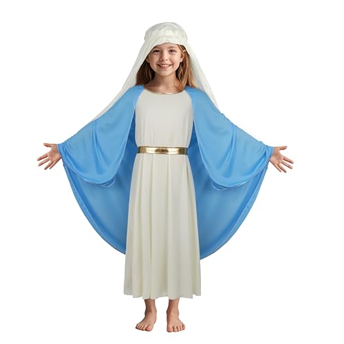 JEGERMIG Halloween Kinder Halloween Jungfrau Maria Kostüm Jesus Heilige Cosplay Kleid Robe Weihnachten Maskerade Outfit von JEGERMIG