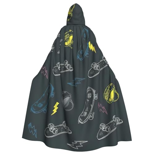 JEJEA Graffiti-Skateboard-Druck, Hexen-Zauberer-Kapuzenumhang, Erwachsenen-Halloween-Partyumhang, für Hexe, Vampir, Cosplay-Kostüm JEJEA Graffiti-Skateboard-Druck, Hexen-Zauberer-Kapuzenumhang, Erwachsenen-Halloween-Partyumhang, für Hexe, Vampir, Cosplay-Kostüm von JEJEA