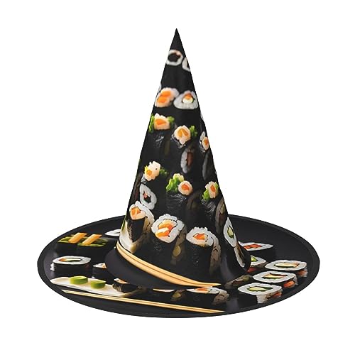 JEJEA Japanischer Sushi-Hexenhut, schwarzer Druck, Halloween-Hexenhut, hängende Zaubererhut, schwimmend, für Party, Veranda, Hof, Dekoration, 3 Stück von JEJEA