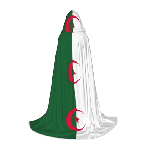 JEJEA Kapuzenumhang mit Flagge von Algerien, langer Kapuzenumhang, Hexenkostüm, Cosplay-Kostüme, Unisex-Party-Umhang von JEJEA