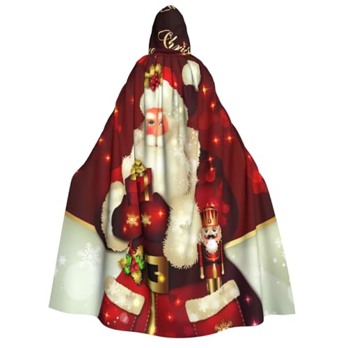 JEJEA Kapuzenumhang mit Weihnachtsmann-Aufdruck, langer Umhang für Weihnachten, Halloween, Kostüme, Kapuzenumhang, Maskerade von JEJEA