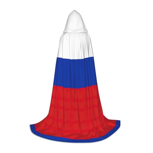 JEJEA Kapuzenumhang mit russischer Flagge, langer Kapuzenumhang, Hexenkostüm, Cosplay-Kostüme, Unisex-Party-Umhang von JEJEA