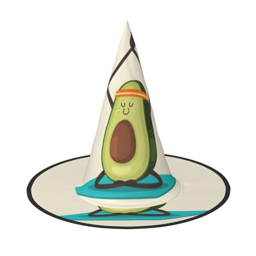 JEJEA Niedlicher Yoga-Avocado-Druck, Halloween-Hexenhut, hängende Zaubererhut, schwimmend für Party, Veranda, Hof, Dekoration, 1 Stück von JEJEA