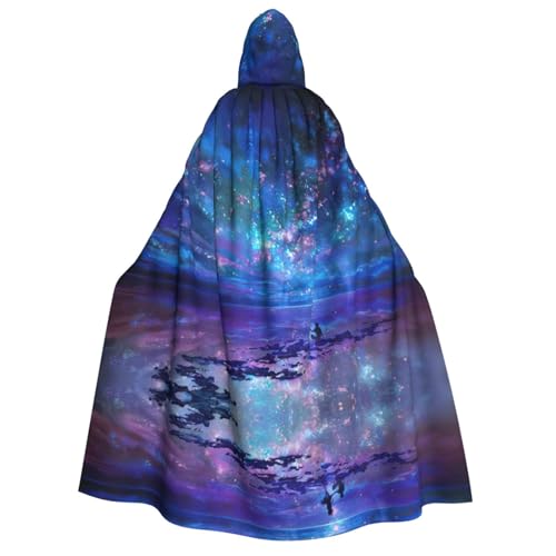 JEJEA Northern Lights Print Hooded Cloak Long Cape for Christmas Halloween Cloak Costumes Hooded Cape Masquerade von JEJEA