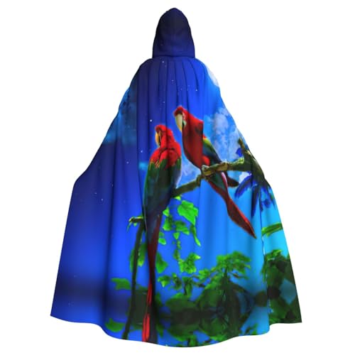 JEJEA Parrots Print Uni Kapuzenumhang Renaissance Kapuzenumhang voller langer Umhang für Halloween Cosplay Kostüme von JEJEA