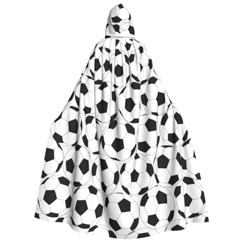 JEJEA Schwarzer und weißer Fußball-Muster, Halloween-Kapuzenumhang, Umhang, Unisex, für Cosplay, Weihnachten, Party, Gastgeschenke, Hexen-Outfits JEJEA Schwarzer und weißer Fußball-Muster, Halloween-Kapuzenumhang, Umhang, Unisex, für Cosplay, Weihnachten, Party, Gastgeschenke, Hexen-Outfits von JEJEA