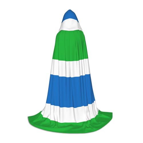 JEJEA Sierra Leone Kapuzenumhang mit Flagge, langer Kapuzenumhang, Hexenkostüm, Cosplay-Kostüme, Unisex-Party-Umhang von JEJEA