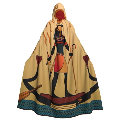 JEJEA Sun Old Egyptian Timeless Grace Print Uni Hooded Cloak Renaissance Hooded Cape Full Long Cape for Halloween Cosplay Costumes von JEJEA