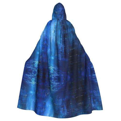 JEJEA The Blue Binary Print Uni Kapuzenumhang Renaissance Kapuzenumhang voller langer Umhang für Halloween Cosplay Kostüme von JEJEA