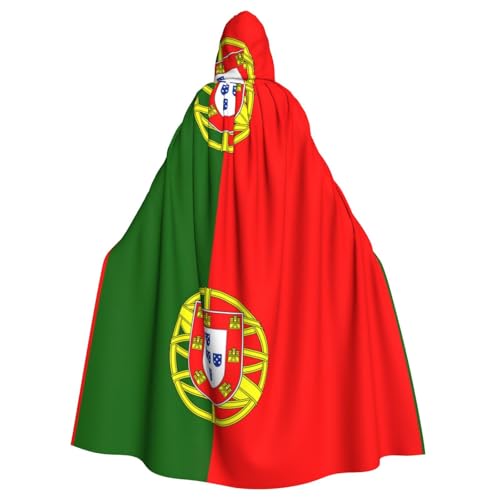 JEJEA Uni Kapuzenumhang mit portugiesischer Flagge, Renaissance, langer Umhang für Halloween, Cosplay-Kostüme von JEJEA