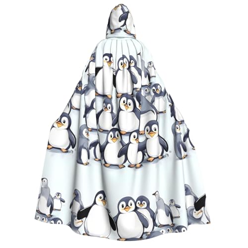 JEJEA Viele süße Baby-Pinguine, Skizzen-Druck, langer Umhang für Weihnachten, Halloween, Umhang, Kostüme, Kapuzenumhang, Maskerade von JEJEA