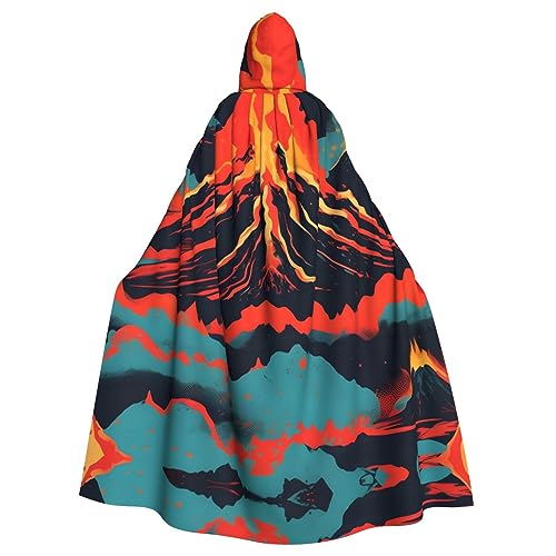 JEJEA Volcano Print Uni Kapuzenumhang Renaissance Kapuzenumhang voller langer Umhang für Halloween Cosplay Kostüme von JEJEA