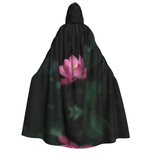 JEJEA Zauberer-Bademantel mit Lotusblumen-Druck, Kapuzenumhang, Vampir-Hexenumhang für Erwachsene, Halloween, Cosplay-Kostüme von JEJEA