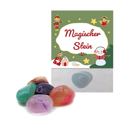 JEKA 8 Stück Magische Steine Weihnachten, Wichtelsteine, Glücksbringer Weihnachten, Kleinigkeit Nikolaus (Grün) von JEKA