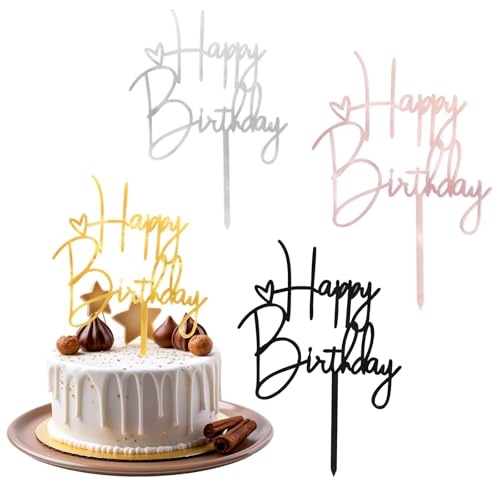 Happy Birthday Tortendeko, 4 Farben Happy Birthday Kuchendeko, Geburtstag aus Acryl Tortendeko, für Mädchen Jungen Deko Torte Happy Birthday Tortendeko, 4 Farben Happy Birthday Kuchendeko, Geburtstag aus Acryl Tortendeko, für Mädchen Jungen Deko Torte von JEKUGOT