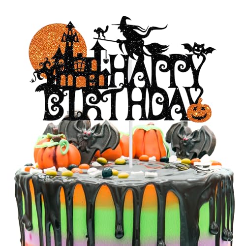 JEKUGOT 1 x Halloween-Kuchenaufsatz "Happy Birthday", Halloween-Kuchenaufsatz für Halloween, Babyparty, Kindergeburtstag, Party-Dekoration, Zubehör 03 JEKUGOT 1 x Halloween-Kuchenaufsatz "Happy Birthday", Halloween-Kuchenaufsatz für Halloween, Babyparty, Kindergeburtstag, Party-Dekoration, Zubehör 03 von JEKUGOT