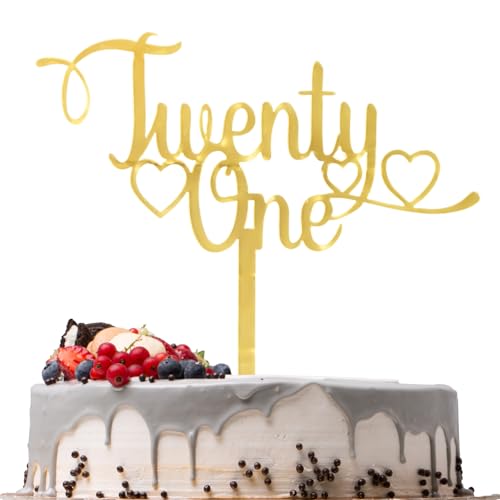 Tortenaufsatz zum 21. Geburtstag, goldener Acryl-Tortenaufsatz, 21. Geburtstag Dekorationen für sie, personalisierte Happy Birthdays Glitzerkuchenaufsätze, Partydekor-Zubehör Tortenaufsatz zum 21. Geburtstag, goldener Acryl-Tortenaufsatz, 21. Geburtstag Dekorationen für sie, personalisierte Happy Birthdays Glitzerkuchenaufsätze, Partydekor-Zubehör von JEKUGOT