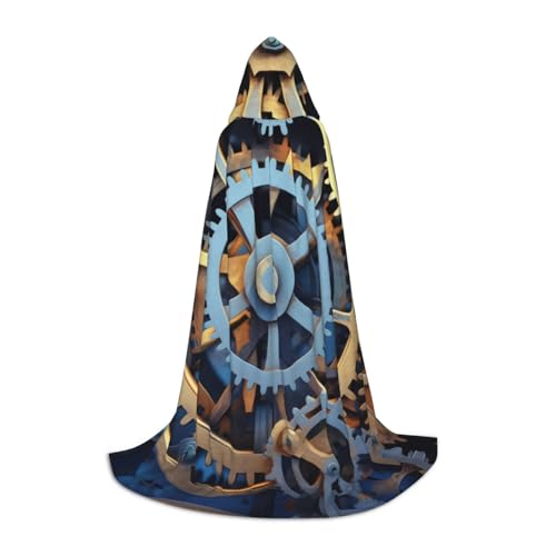 JEKYDOSD Clock Gears Print Kapuzenumhang für Teenager Langer Samt Cape Cosplay Kostüm Unisex von JEKYDOSD