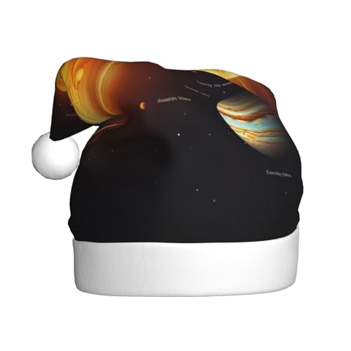 JEKYDOSD Sonnensystem Jupiter Saturn Print Weihnachtsmütze für Erwachsene Weihnachtsmütze Nikolausmützen für Erwachsene Unisex von JEKYDOSD