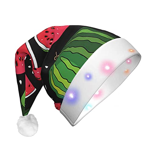 JEKYDOSD Weihnachtsmütze mit Wassermelonen-Druck, LED-Weihnachtsmütze für Erwachsene, Unisex von JEKYDOSD