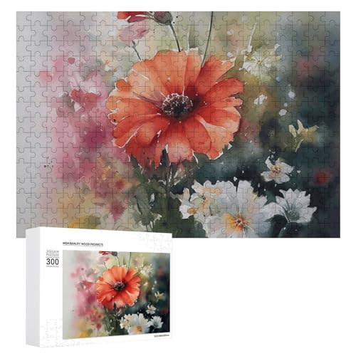 Puzzle, 300 Teile, personalisiertes Foto-Puzzle mit Aufbewahrungstasche, Aquarellmalerei, Puzzle, herausforderndes Bild, Puzzle, für Männer und Frauen, Heimdekoration, Holzpuzzles für Familie von JEKYQ