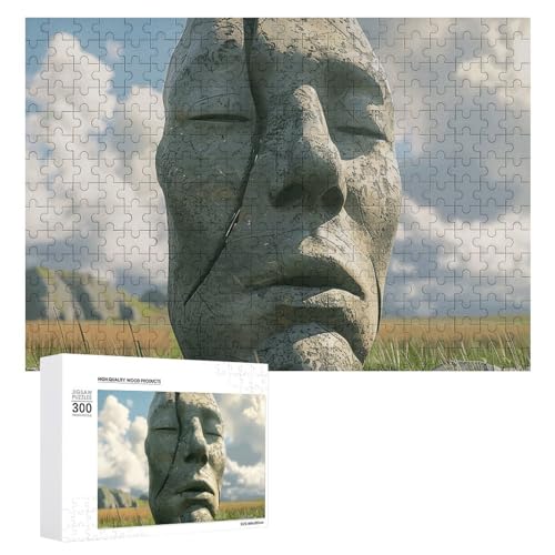 Puzzle, 300 Teile, personalisiertes Foto-Puzzle mit Aufbewahrungstasche, Statue auf Gras, Puzzle, anspruchsvolles Bild, Puzzle, Herren, Damen, Heimdekoration, Holzpuzzles für Familie von JEKYQ