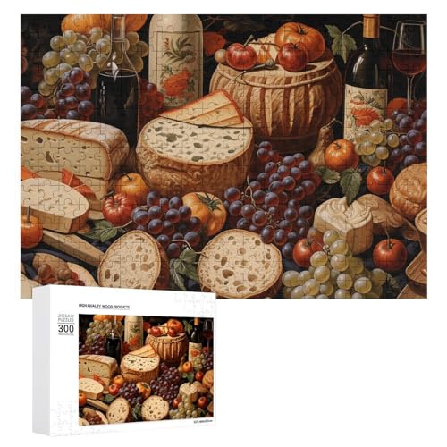 Puzzle, 300 Teile, personalisiertes Foto-Puzzle mit Aufbewahrungstasche, Wein- und Obst-Puzzles, herausforderndes Bild, Puzzle, Herren, Damen, Heimdekoration, Holzpuzzles für Familie von JEKYQ