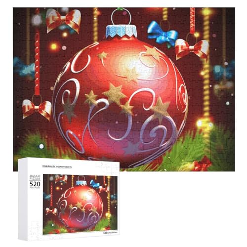 Puzzle, 520 Teile, personalisiertes Foto-Puzzle mit Aufbewahrungstasche, Weihnachtsball-Puzzle, anspruchsvolles Bild, Puzzle, Herren, Damen, Heimdekoration, Holzpuzzles für Familie von JEKYQ