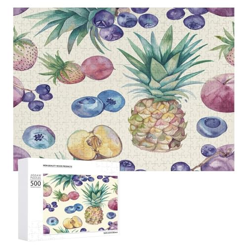 Puzzle 1000 500 300 Teile, personalisierte Fotos, Puzzle mit Aufbewahrungstasche, Obst- und Ananas-Puzzles, anspruchsvolles Bilderpuzzle, Herren, Damen, Heimdekoration, Holzpuzzles für Familie von JEKYQ