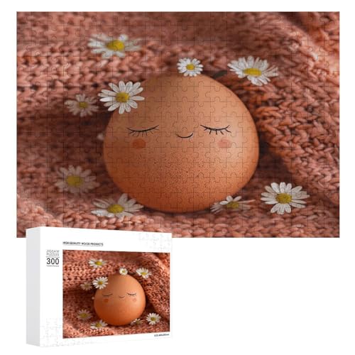 Puzzle 1000 500 300 Teile Personalisierte Fotos Puzzle mit Aufbewahrungstasche Braune Eier und Blumen Puzzles Herausfordernde Bilderpuzzle Männer Frauen Wohnkultur Holzpuzzles für Familie von JEKYQ