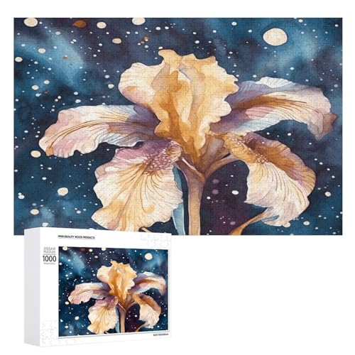 Puzzle 1000 500 300 Teile Personalisierte Fotos Puzzle mit Aufbewahrungstasche Iris Blume Bild Puzzles Herausfordernde Bilderpuzzle Männer Frauen Wohnkultur Holzpuzzles für Familie von JEKYQ