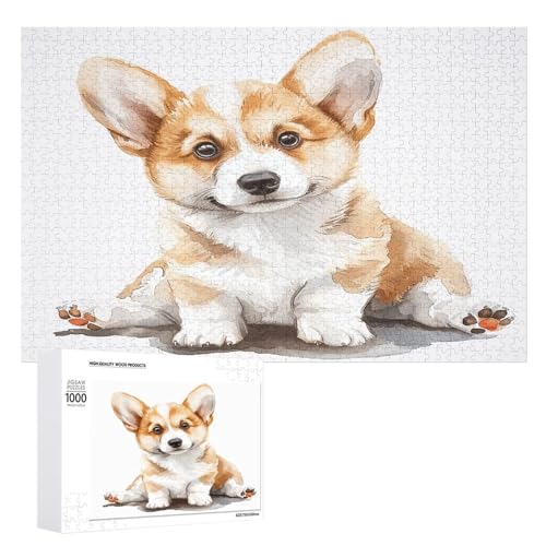 Puzzle 1000 500 300 Teile Personalisierte Fotos Puzzle mit Aufbewahrungstasche Kleiner Hund sitzt Puzzles Herausforderndes Bilderpuzzle Männer Frauen Wohnkultur Holzpuzzles für Familie von JEKYQ