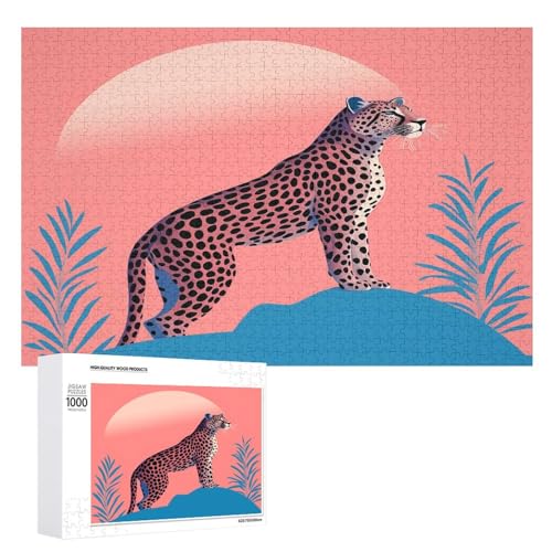 Puzzle 1000 500 300 Teile Personalisierte Fotos Puzzle mit Aufbewahrungstasche Minimalistischer Stil Leopard Puzzles Herausfordernde Bilderpuzzle Männer Frauen Wohnkultur Holzpuzzles für Familie von JEKYQ