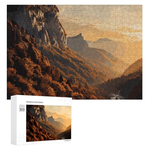 Puzzle 300 Teile Personalisierte Fotos Puzzle mit Aufbewahrungstasche Berge im Sonnenuntergang Puzzles Herausforderndes Bilderpuzzle Männer Frauen Wohnkultur Holzpuzzles für Familie von JEKYQ