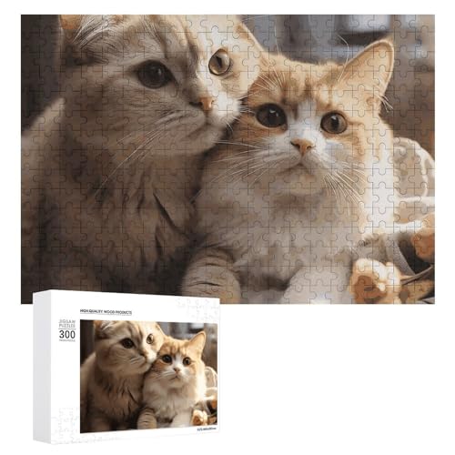 Puzzle 300 Teile Personalisierte Fotos Puzzle mit Aufbewahrungstasche Liebhaber Katze Puzzles Herausfordernde Bilderpuzzle Männer Frauen Wohnkultur Holzpuzzles für Familie von JEKYQ