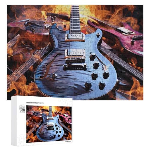 Puzzle 300 Teile Personalisierte Fotos Puzzle mit Aufbewahrungstasche Magische E-Gitarre Musik Puzzles Herausfordernde Bilderpuzzle Männer Frauen Wohnkultur Holzpuzzles für Familie von JEKYQ