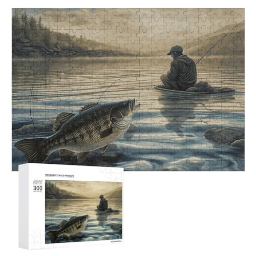 Puzzle 300 Teile Personalisierte Fotos Puzzle mit Aufbewahrungstasche See Fisch Angeln Puzzles Herausfordernde Bilderpuzzle Männer Frauen Wohnkultur Holzpuzzles für Familie von JEKYQ