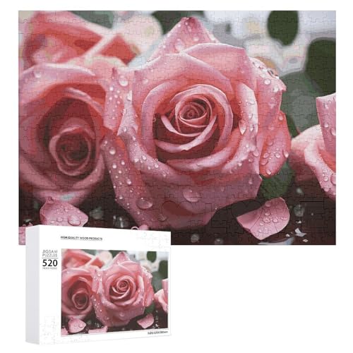 Puzzle 520 Teile Personalisierte Fotos Puzzle mit Aufbewahrungstasche Liebe Rose Blütenblatt Puzzles Herausfordernde Bilderpuzzle Männer Frauen Wohnkultur Holzpuzzles für Familie von JEKYQ