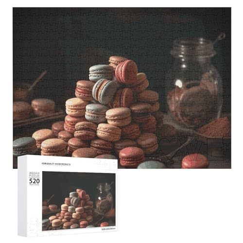 Puzzle 520 Teile Personalisierte Fotos Puzzle mit Aufbewahrungstasche Macarons Puzzles Herausfordernde Bilderpuzzle Männer Frauen Wohnkultur Holzpuzzles für Familie von JEKYQ