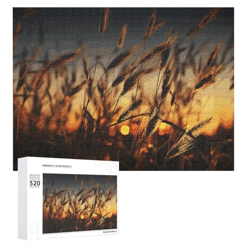 Puzzle 520 Teile Personalisierte Fotos Puzzle mit Aufbewahrungstasche Nacht Braun Weizen Puzzles Herausfordernde Bilderpuzzle Männer Frauen Wohnkultur Holzpuzzles für Familie von JEKYQ