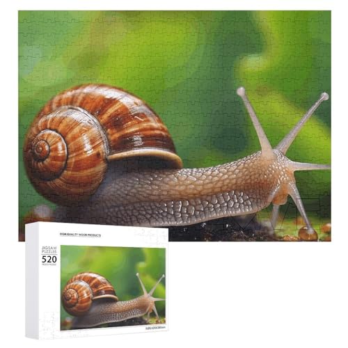 Puzzle 520 Teile Personalisierte Fotos Puzzle mit Aufbewahrungstasche Wildtiere Tier Schnecke Puzzles Herausfordernde Bilderpuzzle Männer Frauen Wohnkultur Holzpuzzles für Familie von JEKYQ