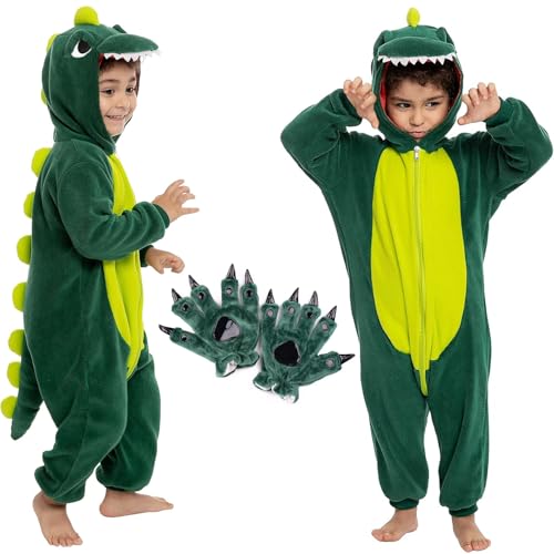 Drachen Kostüm Kinder,Dino Onesie Kostüm für Kinder,Dino Kostüm, Onesie Pyjama Kinder,Dinosaurier Kostüm Kinder,Kostüm Dino Kinder,Dinokostüm Schlafanzug mit Kapuze für Karneval Halloween Cosplay von JEONDFG