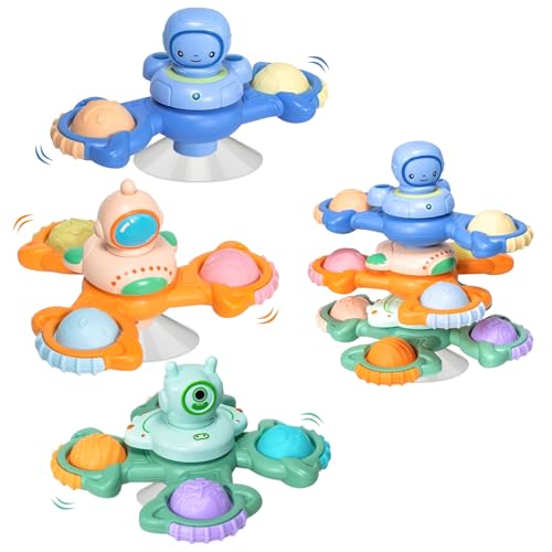 Saugnapf Spielzeug Baby, 3 Stück Baby Spielzeug ab 3 Monate, Sicheres Badewannenspielzeug Baby, Reisespielzeug, Sensorik Spielzeug Baby, Spinner mit Saugnapf, Tischspielzeug Baby Saugnapf (Astronaut) Saugnapf Spielzeug Baby, 3 Stück Baby Spielzeug ab 3 Monate, Sicheres Badewannenspielzeug Baby, Reisespielzeug, Sensorik Spielzeug Baby, Spinner mit Saugnapf, Tischspielzeug Baby Saugnapf (Astronaut) von JETOP