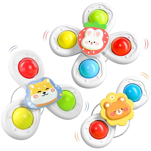 Saugnapf Spielzeug Baby, 3 Stück Baby Spielzeug ab 3 Monate, Sicheres Badewannenspielzeug Baby, Reisespielzeug, Sensorik Spielzeug Baby, Spinner mit Saugnapf, Tischspielzeug Baby Saugnapf (Tier) Saugnapf Spielzeug Baby, 3 Stück Baby Spielzeug ab 3 Monate, Sicheres Badewannenspielzeug Baby, Reisespielzeug, Sensorik Spielzeug Baby, Spinner mit Saugnapf, Tischspielzeug Baby Saugnapf (Tier) von JETOP