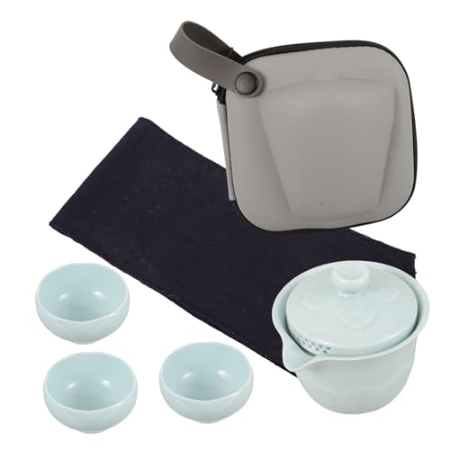 1 Satz Reise-Tee-Set Teetablett aus Keramik Set zum Aufbrühen von chinesischem Tee Teeservice aus Keramik Teetassen aus Keramik Teetasse aus Keramik Porzellan Sky-Blue JEWEDECO von JEWEDECO