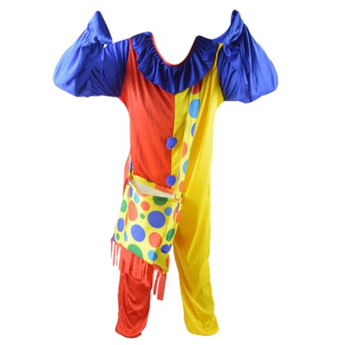 JEWEDECO 1 Satz Clownkostüm Für Erwachsene Halloweenkostüm Clown Kostüm Damen Clown Kostüm Herren Gruseliges Clownkostüm Gruselige Clownkostüme Cosplay-kostüm Polyester Colorful von JEWEDECO