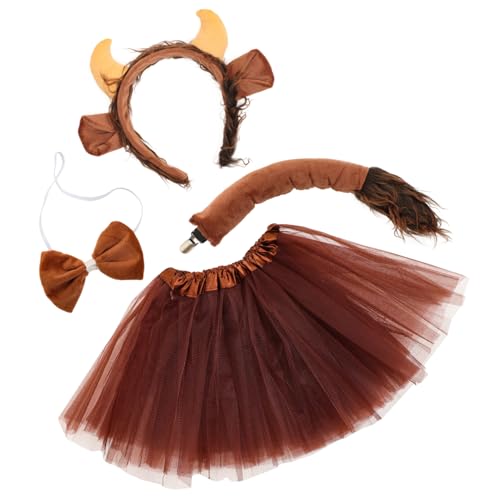 JEWEDECO 1 Satz Cosplay-schwanzstütze Tier-cosplay-kostüm Stirnband Mit Tierohren Halloween-party-kostümzubehör Tierohren-stirnband Und Schwanzstütze Tierkostüm Für Cosplay Plüsch Coffee von JEWEDECO