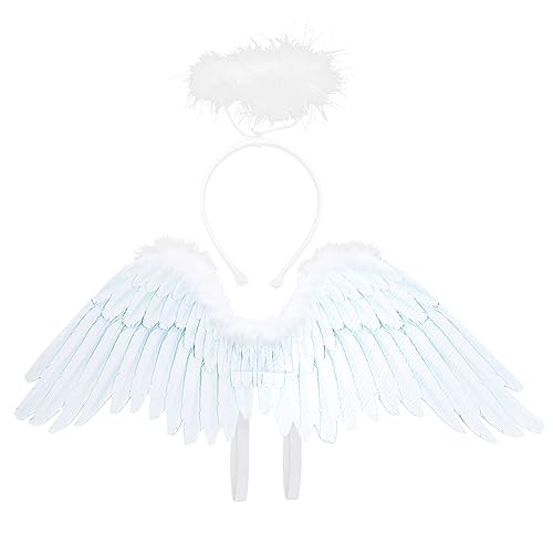 JEWEDECO 1 Satz Engelsflügel Mädchen Anzug Engel Kostüme Flügel Engel Cosplay Zubehör halloween costume halloween kleidung Engelkostüme für Mädchen Frauen Engel Stirnband Vlies Weiß von JEWEDECO